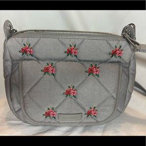 Vera Bradley cross Body Purse Grey with Flowers